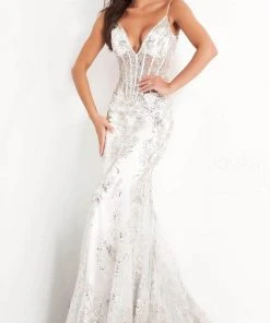 Jovani - 3675 Sheer Corset Bodice Sequin Mermaid Gown 7 Jovani - 3675 Sheer Corset Bodice Sequin Mermaid Gown
