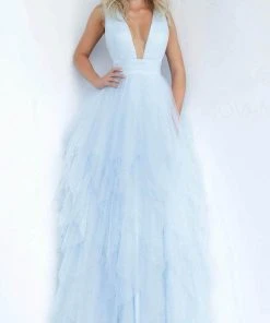 Jovani 3928 - Plunging Tiered Tulle Prom Dress 9 Jovani 3928 - Plunging Tiered Tulle Prom Dress