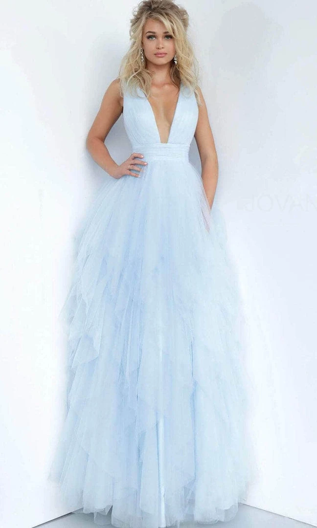 Jovani 3928 - Plunging Tiered Tulle Prom Dress 6 Jovani 3928 - Plunging Tiered Tulle Prom Dress