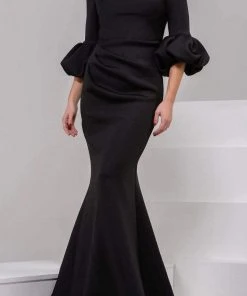 Jovani - 39739 Asymmetrical Pleat Detailed Trumpet Gown