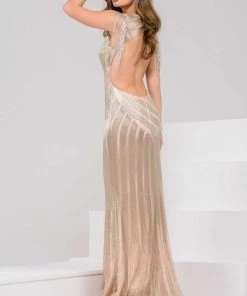 Jovani - 40900 Deep V-Neck Sheath Dress 8 Jovani - 40900 Deep V-Neck Sheath Dress