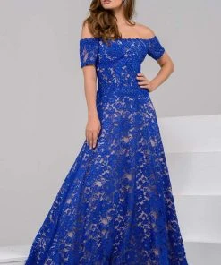 Jovani - 42828 Off-Shoulder Lace Ballgown