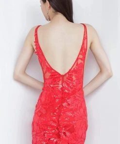 Jovani - 4552 Embellished Deep V-neck Fitted Dress