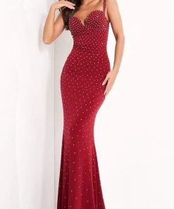 Jovani - 4728 Sweetheart Neckline Beaded Jersey Prom Dress