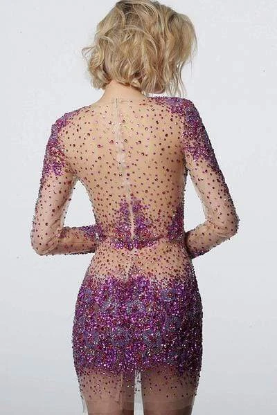 Jovani - 47598 Beaded Sheer Fabric Sheath Dress 4 Jovani - 47598 Beaded Sheer Fabric Sheath Dress