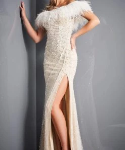 Jovani - 4770 Beaded Fringe Dress With Slit 7 Jovani - 4770 Beaded Fringe Dress With Slit
