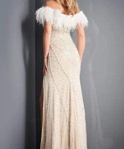 Jovani - 4770 Beaded Fringe Dress With Slit 6 Jovani - 4770 Beaded Fringe Dress With Slit