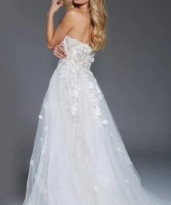 Jovani - 55616 Floral Applique Straight Across Neck Ballgown