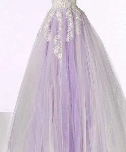 Jovani 55634 Sheer Floral Appliques V-Neck Ballgown 43 Jovani 55634 Sheer Floral Appliques V-Neck Ballgown