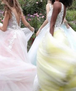 Jovani 55634 Sheer Floral Appliques V-Neck Ballgown 31 Jovani 55634 Sheer Floral Appliques V-Neck Ballgown