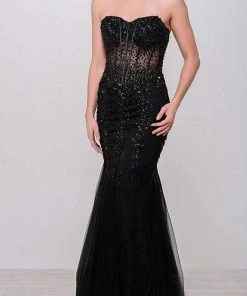 Jovani 5908 Strapless Sweetheart Corset Illusion Bodice Mermaid Gown 14 Jovani 5908 Strapless Sweetheart Corset Illusion Bodice Mermaid Gown
