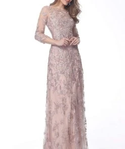 Jovani - 59376 Floral Embroidered A-Line Evening Dress