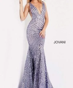 Jovani - 59762 Sexy Fitted Sequined Plunging Gown