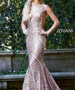 Jovani - 59762 Sexy Fitted Sequined Plunging Gown