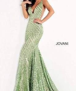 Jovani - 59762 Sexy Fitted Sequined Plunging Gown
