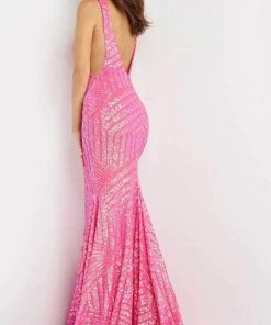 Jovani - 59762 Sexy Fitted Sequined Plunging Gown