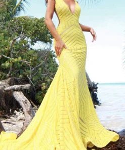 Jovani - 59762 Sexy Fitted Sheer Panel Sequin Evening Gown 14 Jovani - 59762 Sexy Fitted Sheer Panel Sequin Evening Gown