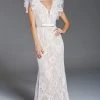 Jovani - 60314 Butterfly Sleeve Plunging Intricate Lace Gown 1 Jovani - 60314 Butterfly Sleeve Plunging Intricate Lace Gown