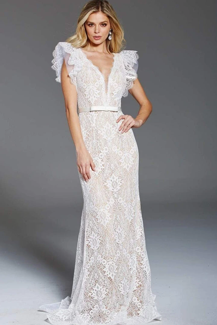 Jovani - 60314 Butterfly Sleeve Plunging Intricate Lace Gown 3 Jovani - 60314 Butterfly Sleeve Plunging Intricate Lace Gown
