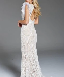 Jovani - 60314 Butterfly Sleeve Plunging Intricate Lace Gown 6 Jovani - 60314 Butterfly Sleeve Plunging Intricate Lace Gown
