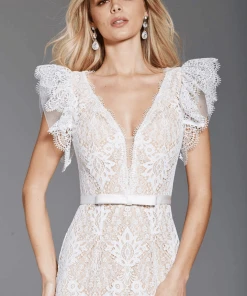 Jovani - 60314 Butterfly Sleeve Plunging Intricate Lace Gown 7 Jovani - 60314 Butterfly Sleeve Plunging Intricate Lace Gown