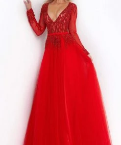 Jovani - 60325 Embellished Plunging V Neck A-line Gown 11 Jovani - 60325 Embellished Plunging V Neck A-line Gown