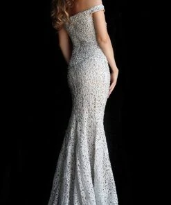 Jovani - 61357 Off Shoulder Textured Lace Long Gown 6 Jovani - 61357 Off Shoulder Textured Lace Long Gown