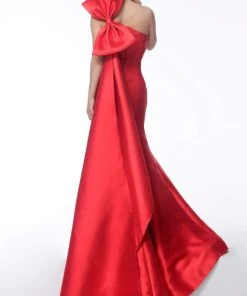 Jovani - 62463 One Shoulder Sleeveless Evening Gown With Bow Accent