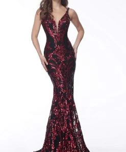 Jovani - 63350 Metallic Sequined Plunging Long Gown 9 Jovani - 63350 Metallic Sequined Plunging Long Gown