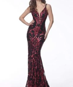 Jovani - 63350 Metallic Sequined Plunging Long Gown 11 Jovani - 63350 Metallic Sequined Plunging Long Gown