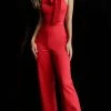 Jovani - 63523 Sleeveless High Neck Jumpsuit With Bow Detail 2 Jovani - 63523 Sleeveless High Neck Jumpsuit With Bow Detail