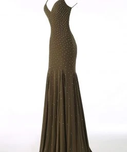 Jovani - 63563 Studded Backless Jersey Trumpet Gown