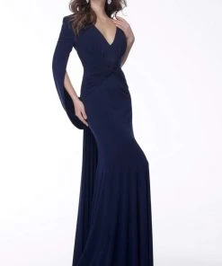 Jovani - 63851 Stretch Jersey Plunging V-Neck Trumpet Dress