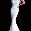 Jovani - 63891 Strapless Feather-Fringed Mermaid Gown