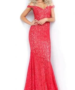 Jovani 64521 Lace Off-Shoulder Mermaid Dress With Train 10 Jovani 64521 Lace Off-Shoulder Mermaid Dress With Train