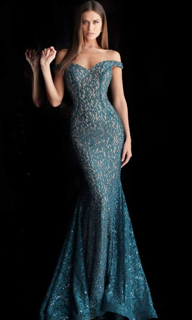Jovani 64521 Lace Off-Shoulder Mermaid Dress With Train 7 Jovani 64521 Lace Off-Shoulder Mermaid Dress With Train