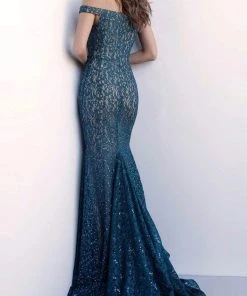 Jovani 64521 Lace Off-Shoulder Mermaid Dress With Train 9 Jovani 64521 Lace Off-Shoulder Mermaid Dress With Train