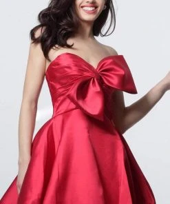 Jovani - 66698 Strapless Bow Accent Bubble Skirt Cocktail Dress 7 Jovani - 66698 Strapless Bow Accent Bubble Skirt Cocktail Dress
