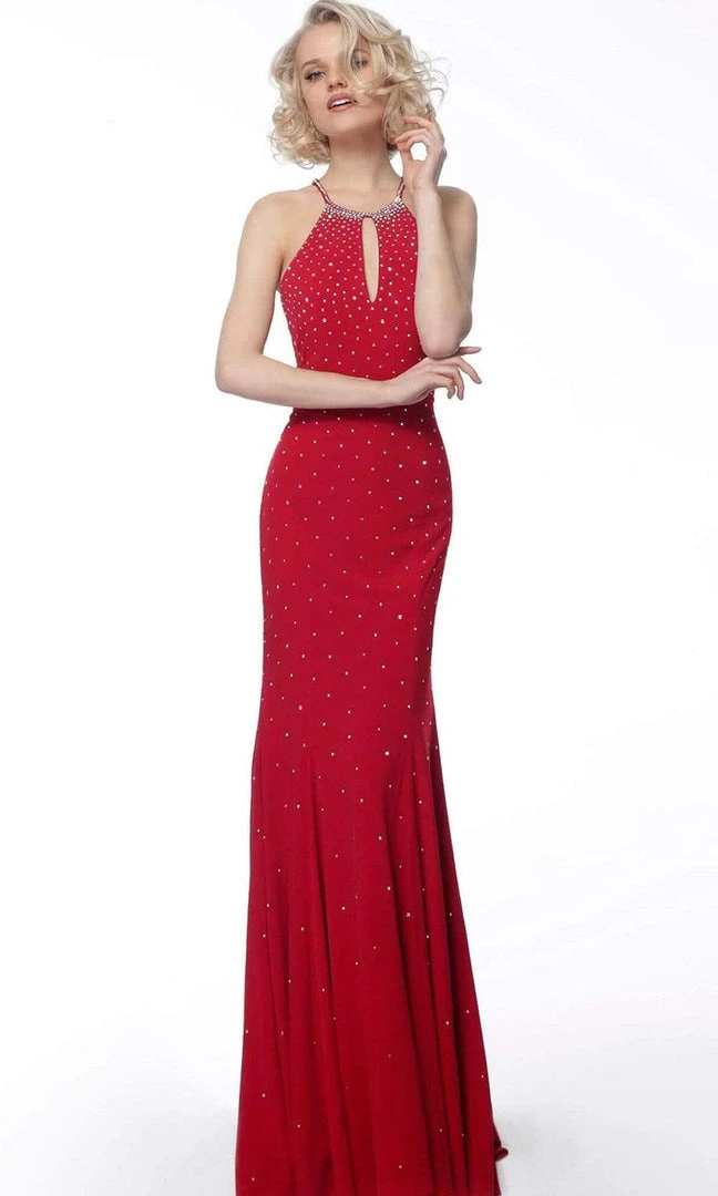 Jovani - 67101 Beaded Halter Jersey Trumpet Dress 5 Jovani - 67101 Beaded Halter Jersey Trumpet Dress