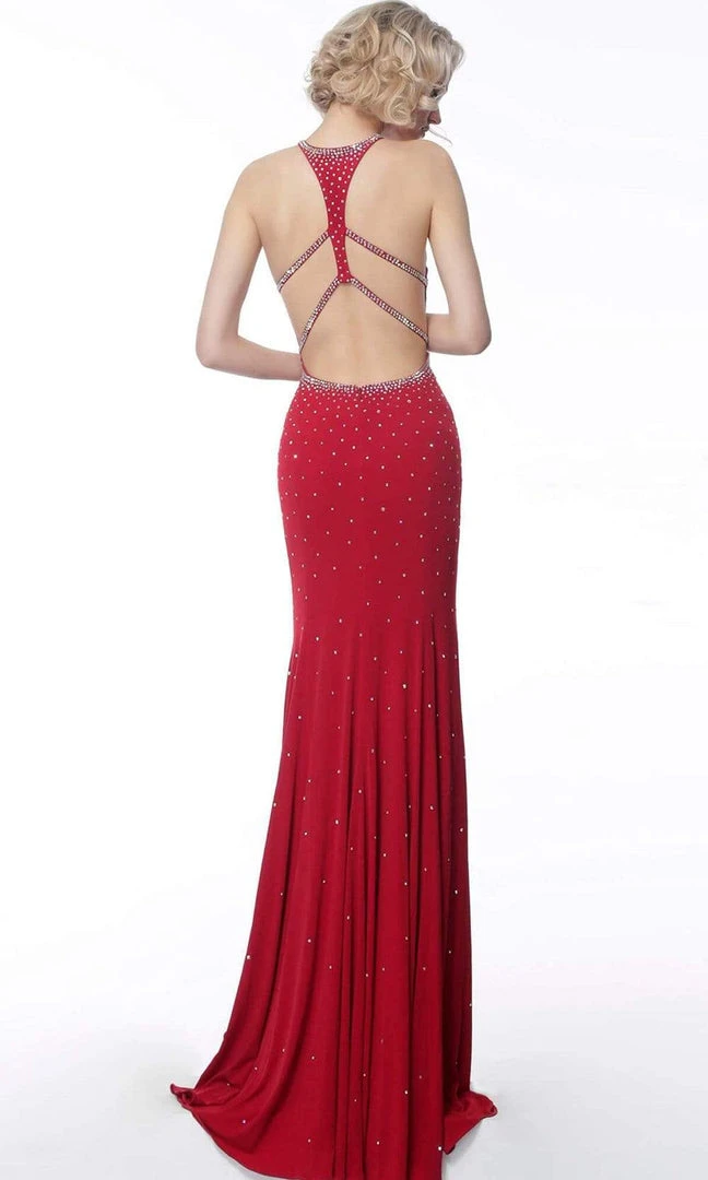 Jovani - 67101 Beaded Halter Jersey Trumpet Dress 6 Jovani - 67101 Beaded Halter Jersey Trumpet Dress