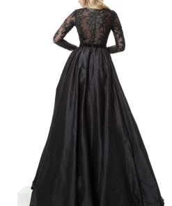 Jovani - 67466 Long Sleeve Laced Long Dress