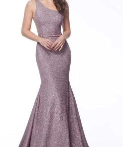 Jovani - 67650 Stretch Glitter Mermaid Dress With Sweep Train