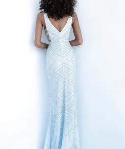 Jovani - 67668 Beaded Plunging V-Neck Sheath Dress 6 Jovani - 67668 Beaded Plunging V-Neck Sheath Dress