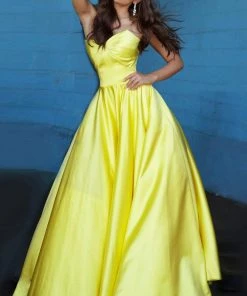 Jovani - 67847 Strapless Sweetheart Neckline Satin A-Line Prom Gown 9 Jovani - 67847 Strapless Sweetheart Neckline Satin A-Line Prom Gown