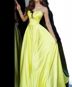 Jovani - 67847 Strapless Sweetheart Neckline Satin A-Line Prom Gown 11 Jovani - 67847 Strapless Sweetheart Neckline Satin A-Line Prom Gown