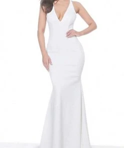 Jovani - 67865 Deep V-Neck Trumpet Dress