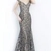 Jovani - 8083 Metallic Lace Off-Shoulder Trumpet Dress 1 Jovani - 8083 Metallic Lace Off-Shoulder Trumpet Dress
