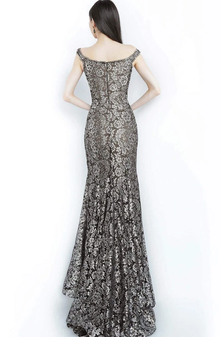 Jovani - 8083 Metallic Lace Off-Shoulder Trumpet Dress 4 Jovani - 8083 Metallic Lace Off-Shoulder Trumpet Dress