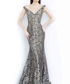 Jovani - 8083 Metallic Lace Off-Shoulder Trumpet Dress 7 Jovani - 8083 Metallic Lace Off-Shoulder Trumpet Dress
