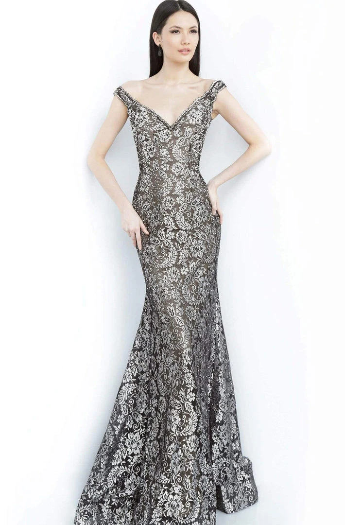 Jovani - 8083 Metallic Lace Off-Shoulder Trumpet Dress 5 Jovani - 8083 Metallic Lace Off-Shoulder Trumpet Dress